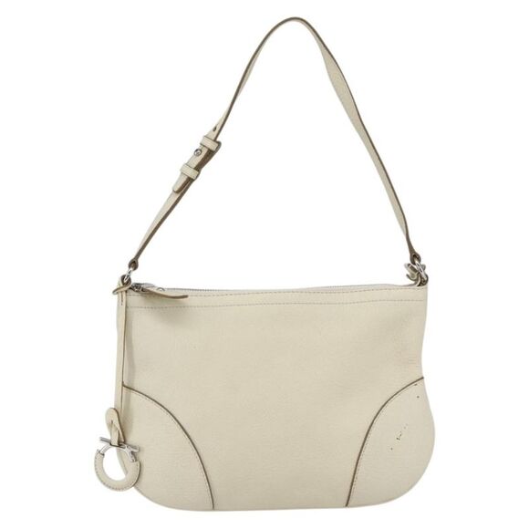 Salvatore Ferragamo Handbags - Salvatore Ferragamo Gancini Leather White Leather Shoulder Bag Bag